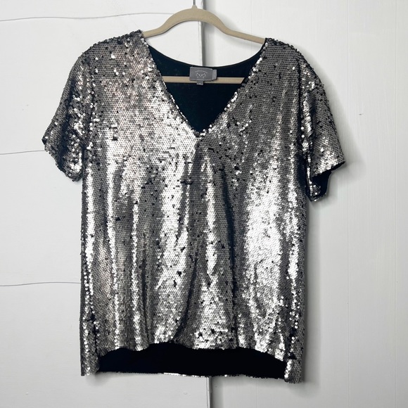 Anthropologie Tops - Anthropologie Vanessa Virginia Sequin V neck top size Medium